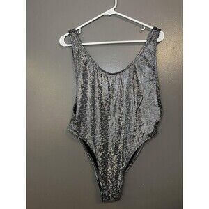 Dippin Daisy's Swimsuit Womens X Large Silver Holographic One Piece High Cut